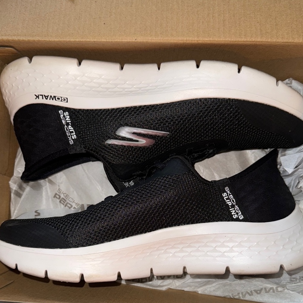 Skechers Black and White Athletic Shoes